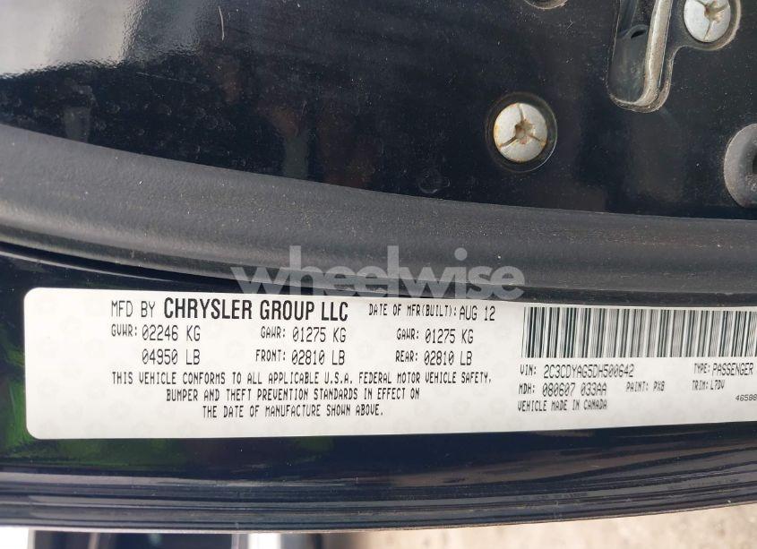 Photo 9 of 2013 Dodge Challenger SXT (VIN 2C3CDYAG5DH500642)