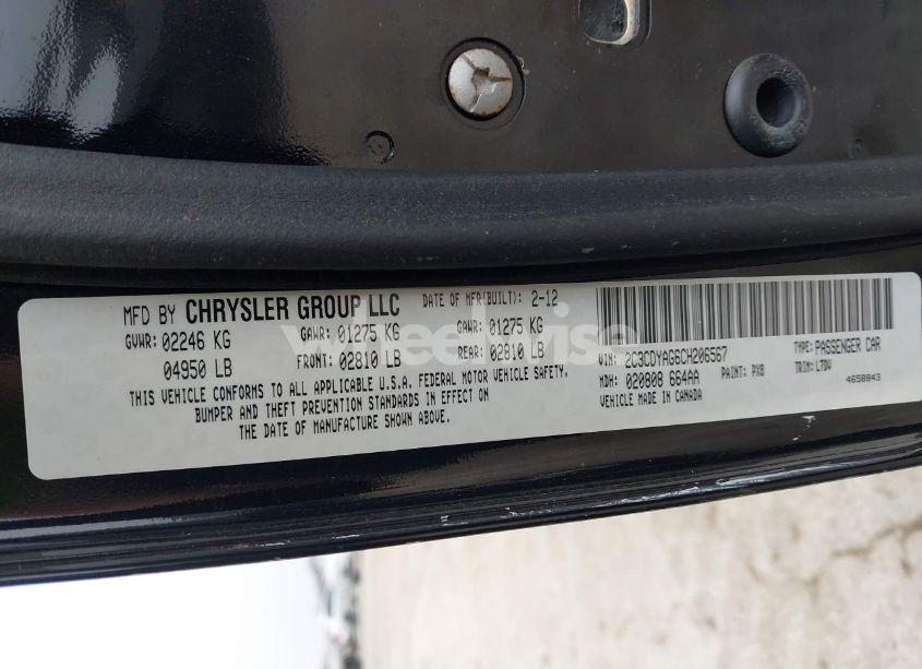 Photo 9 of 2012 Dodge Challenger SXT (VIN 2C3CDYAG6CH206567)