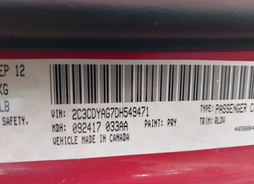 Photo 9 of 2013 Dodge Challenger SXT PLUS (VIN 2C3CDYAG7DH549471)