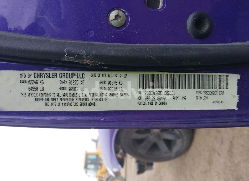 Photo 9 of 2012 Dodge Challenger SXT (VIN 2C3CDYAG8CH206621)