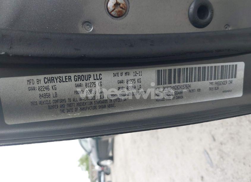 Photo 9 of 2012 Dodge Challenger SXT (VIN 2C3CDYAG9CH157624)