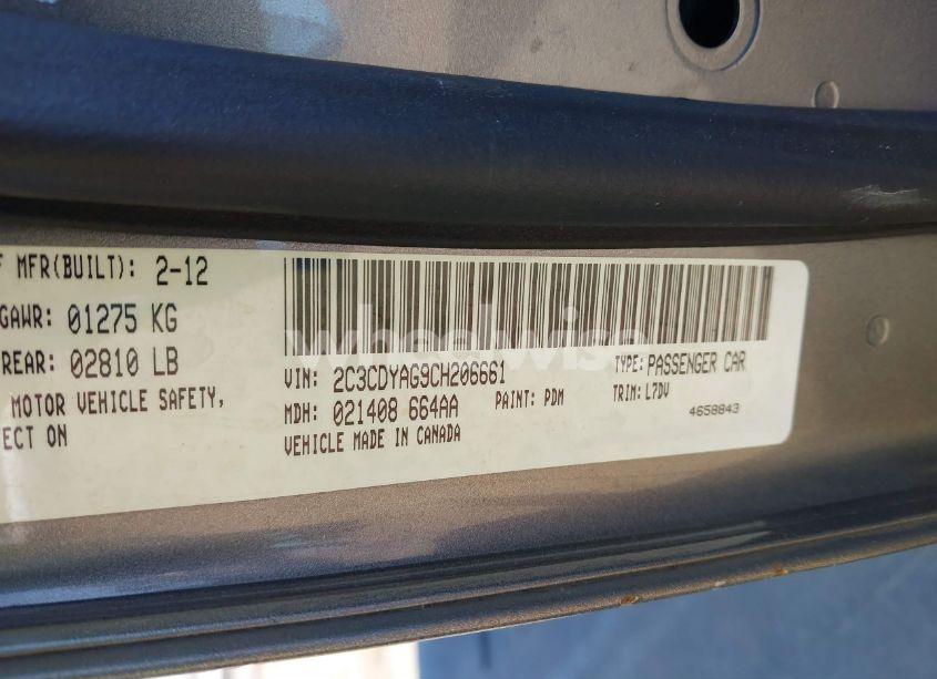 Photo 9 of 2012 Dodge Challenger SXT (VIN 2C3CDYAG9CH206661)