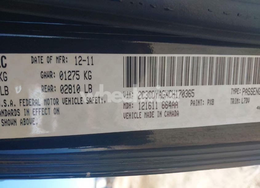 Photo 9 of 2012 Dodge Challenger SXT (VIN 2C3CDYAGXCH170365)