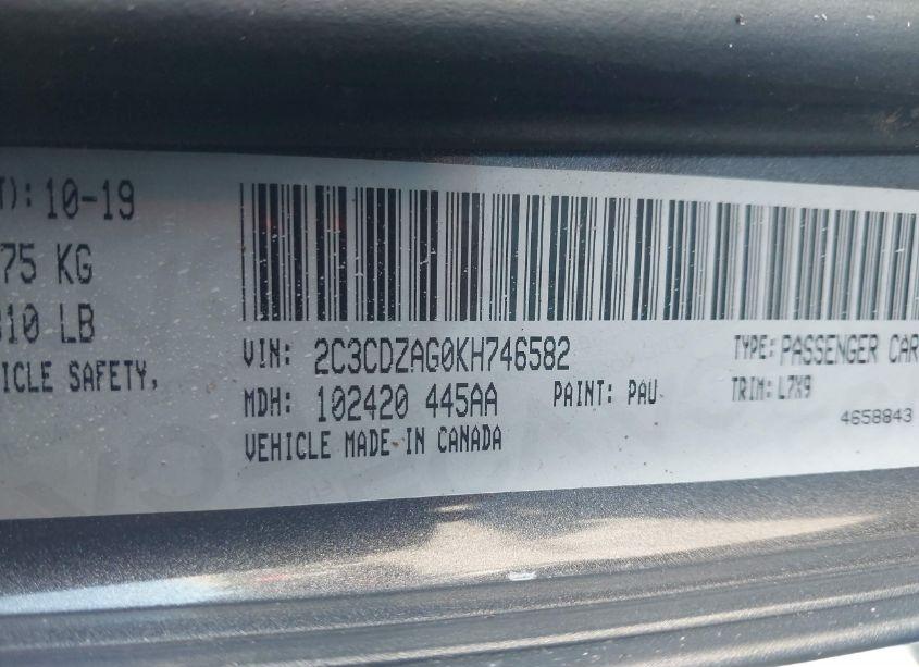 Photo 9 of 2019 Dodge Challenger SXT (VIN 2C3CDZAG0KH746582)