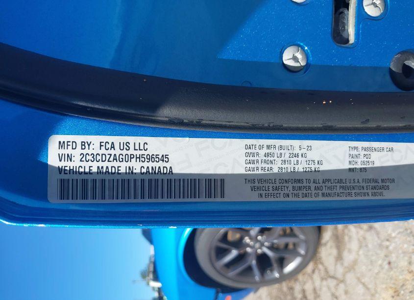 Photo 9 of 2023 Dodge Challenger SXT (VIN 2C3CDZAG0PH596545)