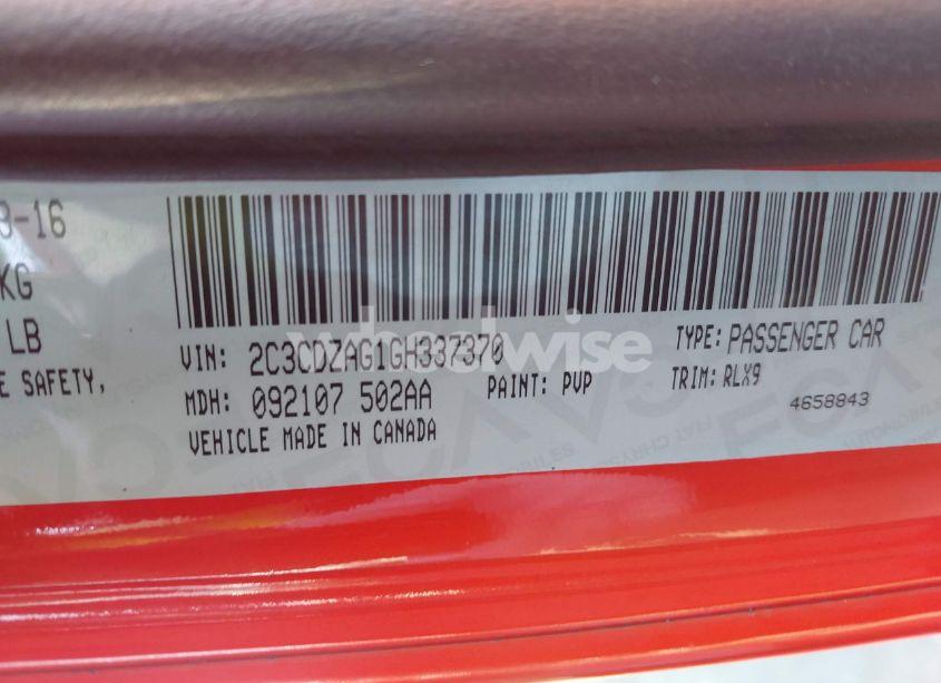 Photo 9 of 2016 Dodge Challenger SXT PLUS (VIN 2C3CDZAG1GH337370)