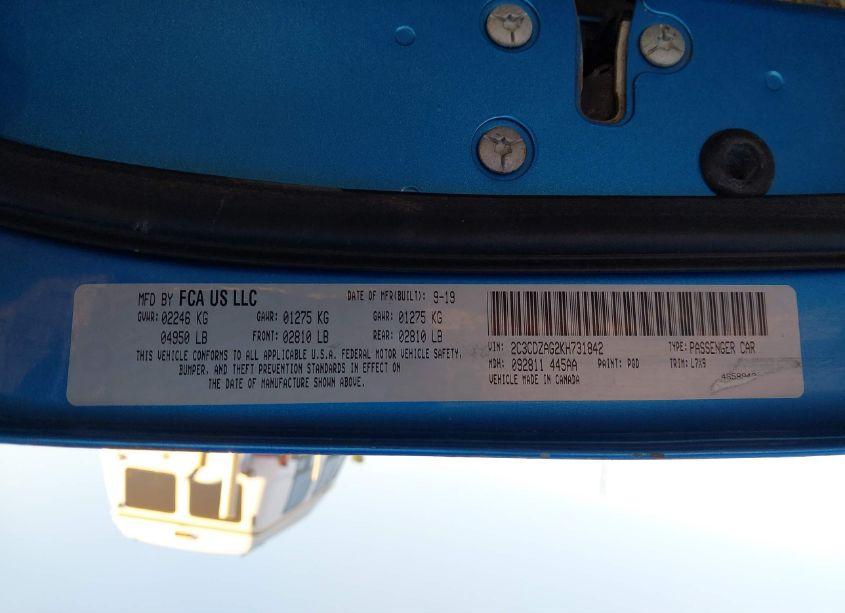 Photo 9 of 2019 Dodge Challenger SXT (VIN 2C3CDZAG2KH731842)