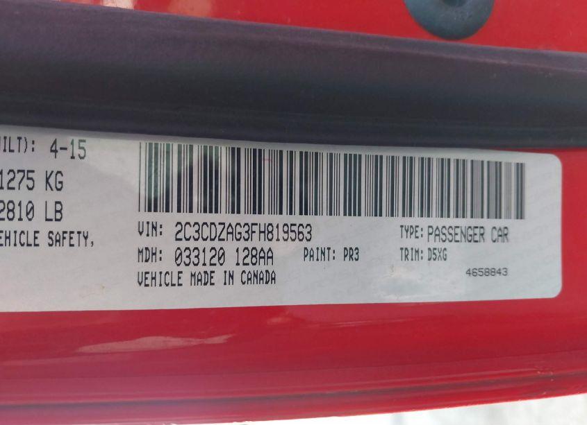 Photo 9 of 2015 Dodge Challenger SXT (VIN 2C3CDZAG3FH819563)