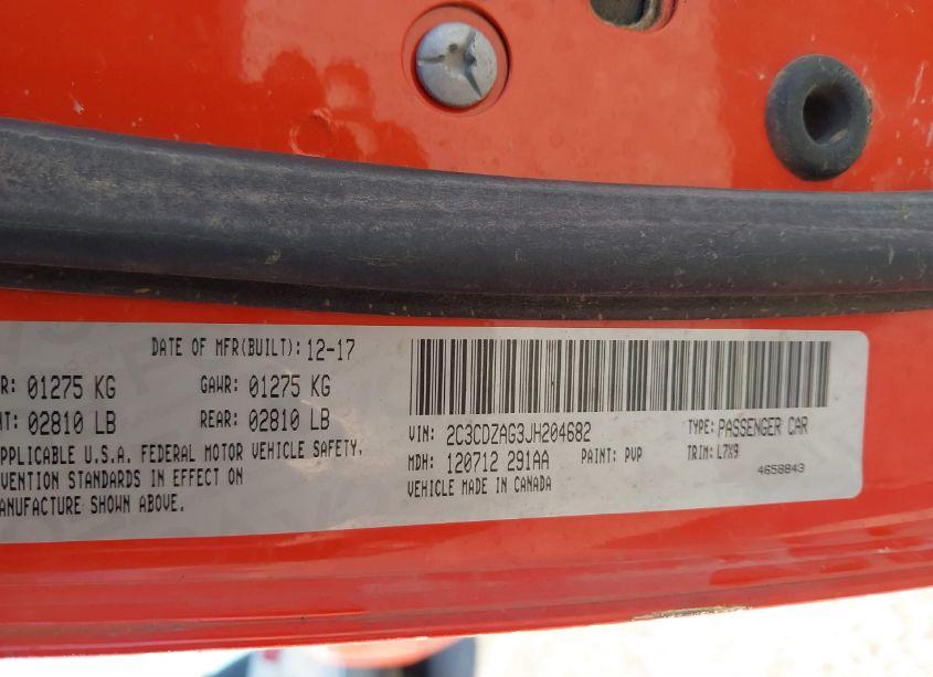 Photo 9 of 2018 Dodge Challenger SXT (VIN 2C3CDZAG3JH204682)