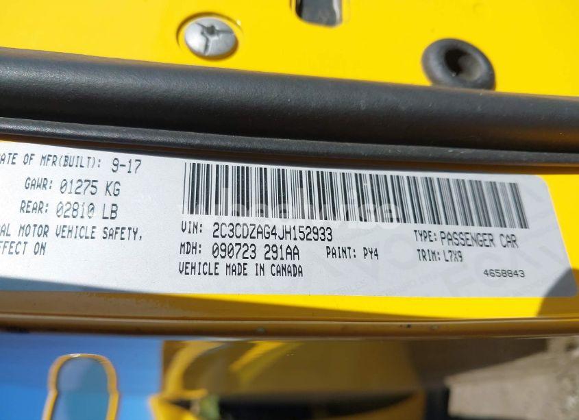 Photo 9 of 2018 Dodge Challenger SXT (VIN 2C3CDZAG4JH152933)