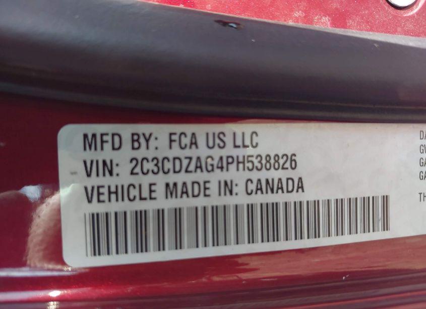 Photo 9 of 2023 Dodge Challenger SXT (VIN 2C3CDZAG4PH538826)