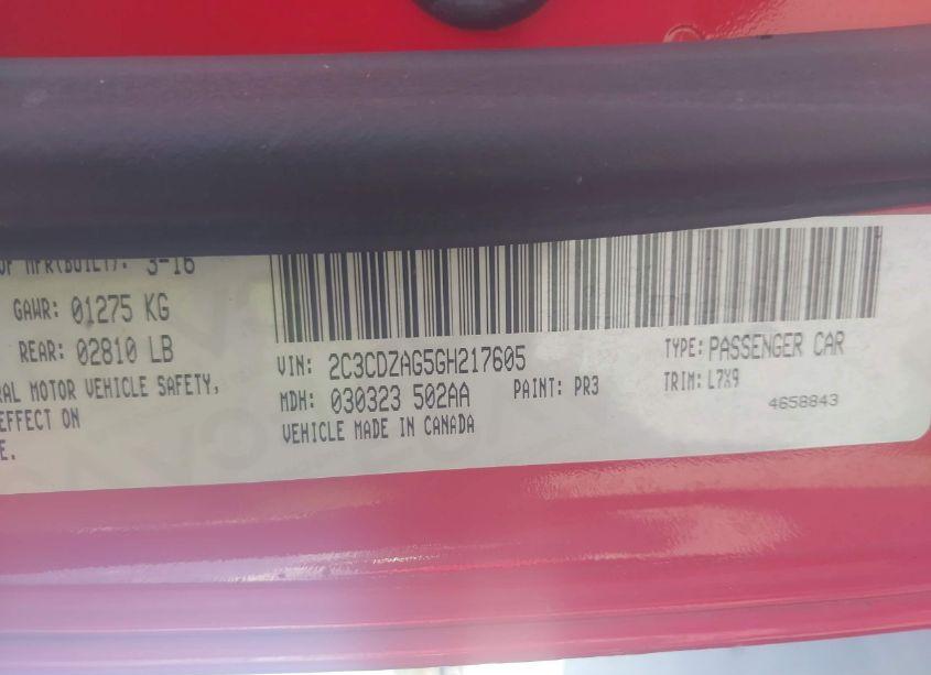 Photo 9 of 2016 Dodge Challenger SXT (VIN 2C3CDZAG5GH217605)