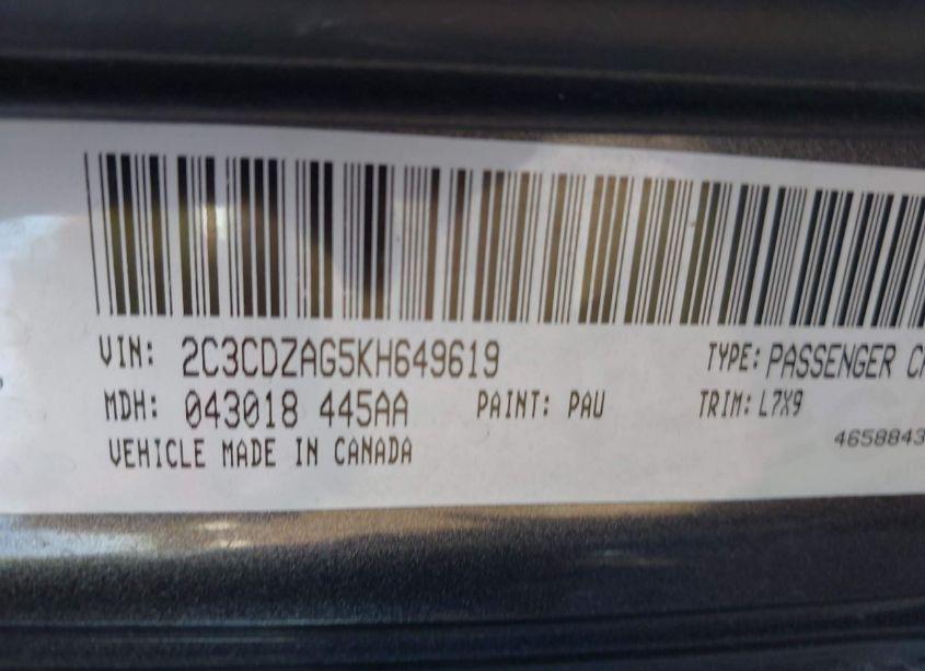 Photo 9 of 2019 Dodge Challenger SXT (VIN 2C3CDZAG5KH649619)