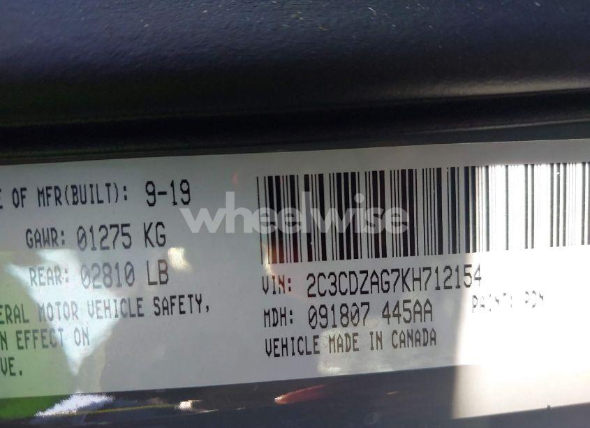 Photo 9 of 2019 Dodge Challenger SXT (VIN 2C3CDZAG7KH712154)