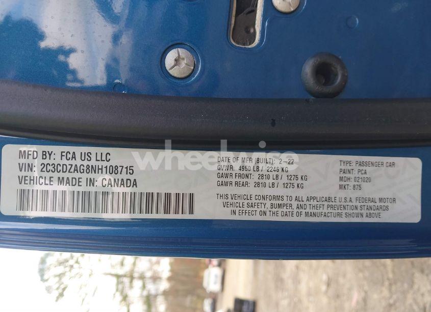 Photo 9 of 2022 Dodge Challenger SXT (VIN 2C3CDZAG8NH108715)