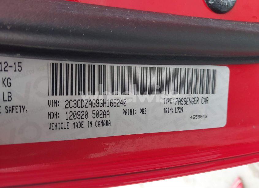 Photo 9 of 2016 Dodge Challenger SXT (VIN 2C3CDZAG9GH166240)