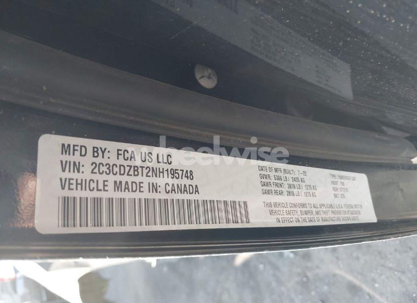 Photo 9 of 2022 Dodge Challenger R/T (VIN 2C3CDZBT2NH195748)