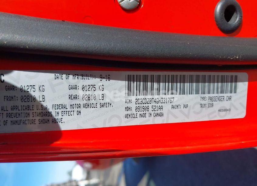 Photo 9 of 2016 Dodge Challenger R/T SHAKER (VIN 2C3CDZBT4GH331767)