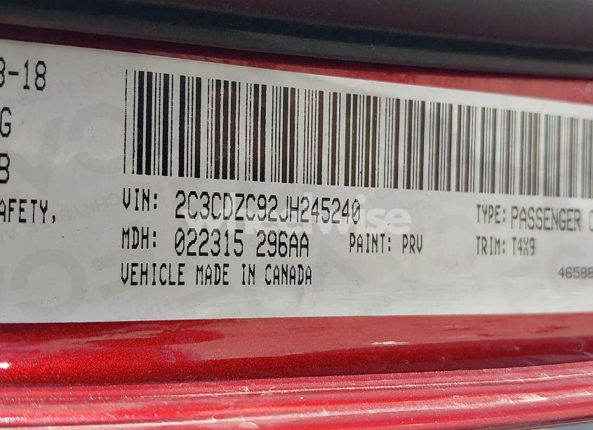 Photo 9 of 2018 Dodge Challenger SRT HELLCAT WIDEBODY (VIN 2C3CDZC92JH245240)