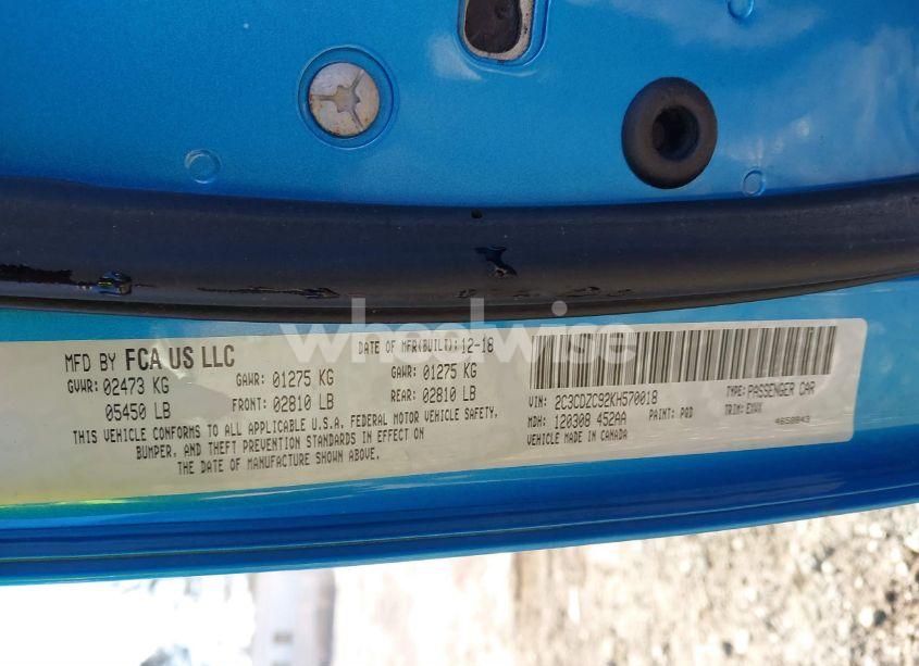 Photo 9 of 2019 Dodge Challenger SRT HELLCAT (VIN 2C3CDZC92KH570018)