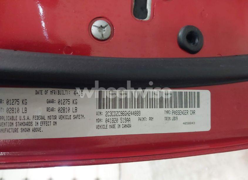 Photo 9 of 2016 Dodge Challenger SRT HELLCAT (VIN 2C3CDZC96GH244889)