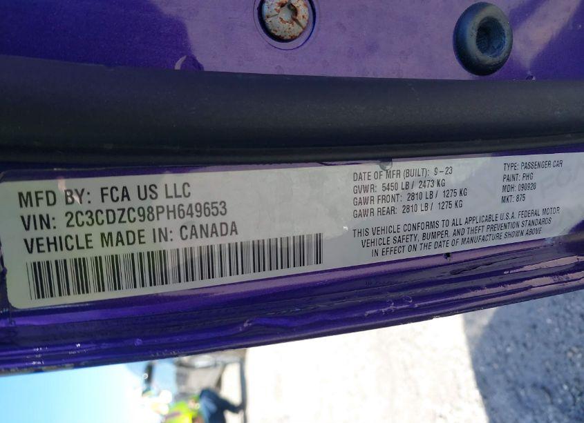 Photo 9 of 2023 Dodge Challenger SRT HELLCAT JAILBREAK (VIN 2C3CDZC98PH649653)