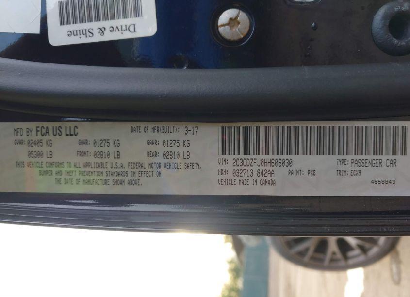 Photo 9 of 2017 Dodge Challenger R/T SCAT PACK (VIN 2C3CDZFJ0HH606030)