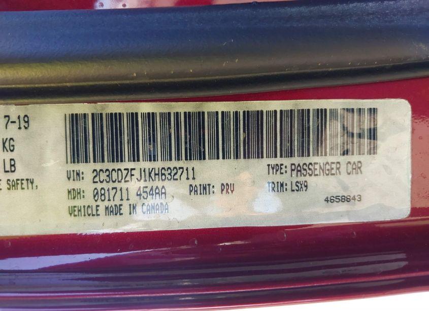 Photo 8 of 2019 Dodge Challenger R/T SCAT PACK (VIN 2C3CDZFJ1KH632711)