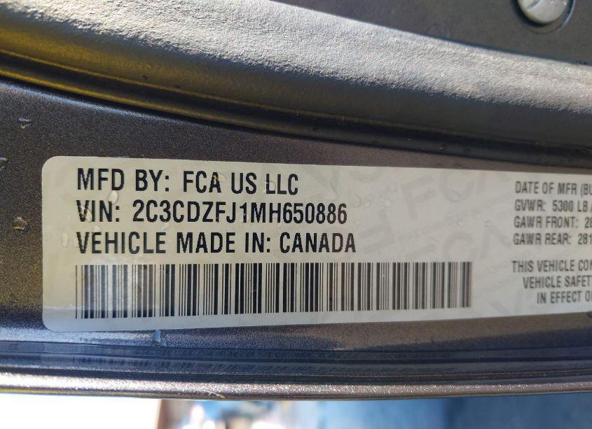 Photo 9 of 2021 Dodge Challenger R/T SCAT PACK (VIN 2C3CDZFJ1MH650886)