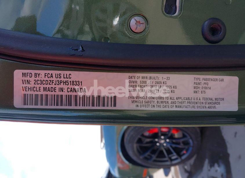 Photo 9 of 2023 Dodge Challenger R/T SCAT PACK (VIN 2C3CDZFJ3PH518331)