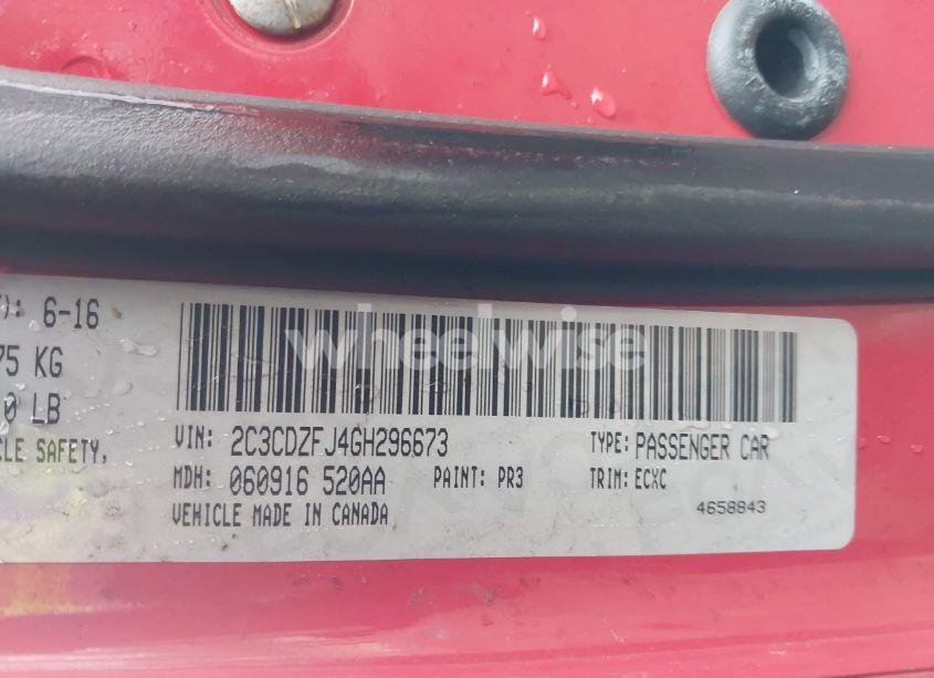 Photo 9 of 2016 Dodge Challenger R/T SCAT PACK (VIN 2C3CDZFJ4GH296673)