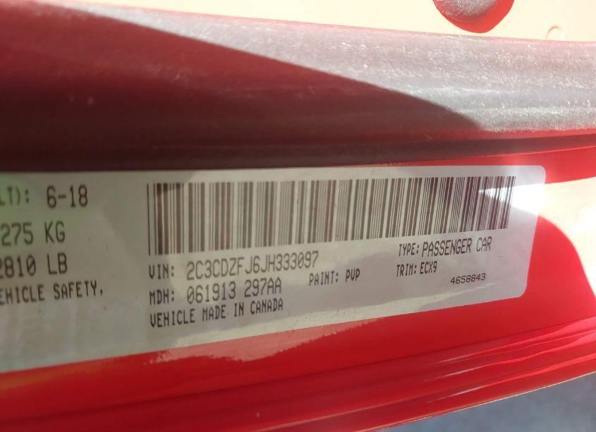 Photo 9 of 2018 Dodge Challenger 392 HEMI SCAT PACK SHAKER (VIN 2C3CDZFJ6JH333097)