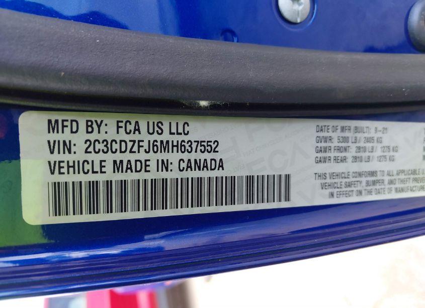 Photo 9 of 2021 Dodge Challenger R/T SCAT PACK WIDEBODY (VIN 2C3CDZFJ6MH637552)