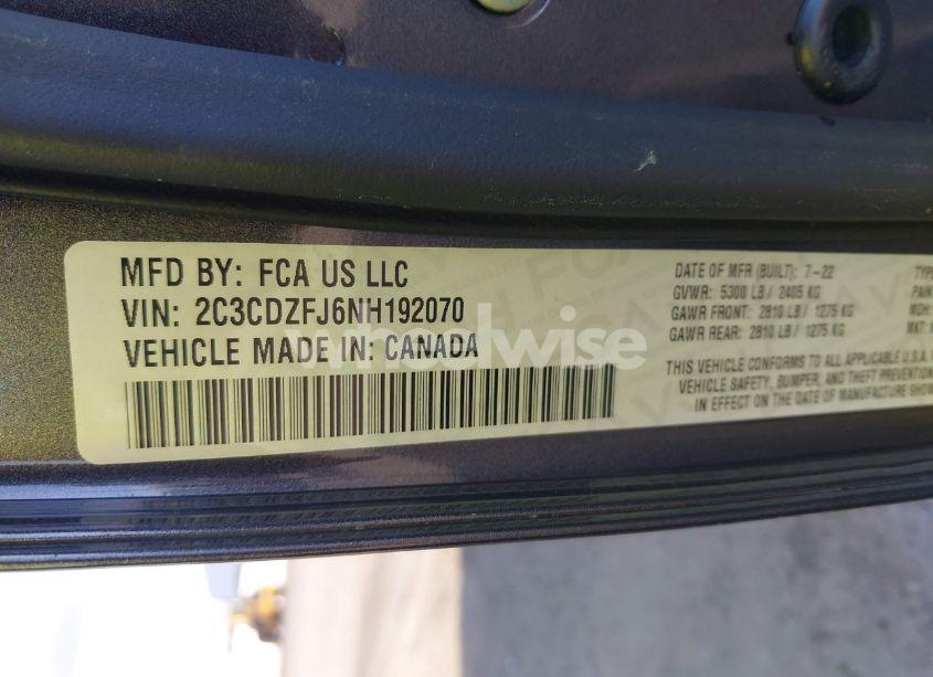 Photo 9 of 2022 Dodge Challenger R/T SCAT PACK WIDEBODY (VIN 2C3CDZFJ6NH192070)