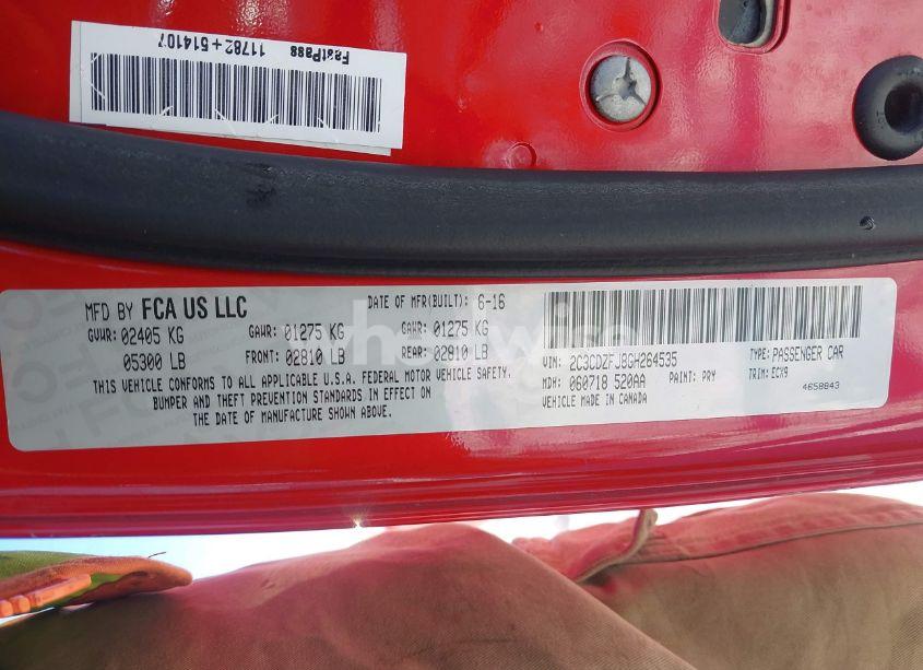 Photo 9 of 2016 Dodge Challenger R/T SCAT PACK (VIN 2C3CDZFJ8GH264535)