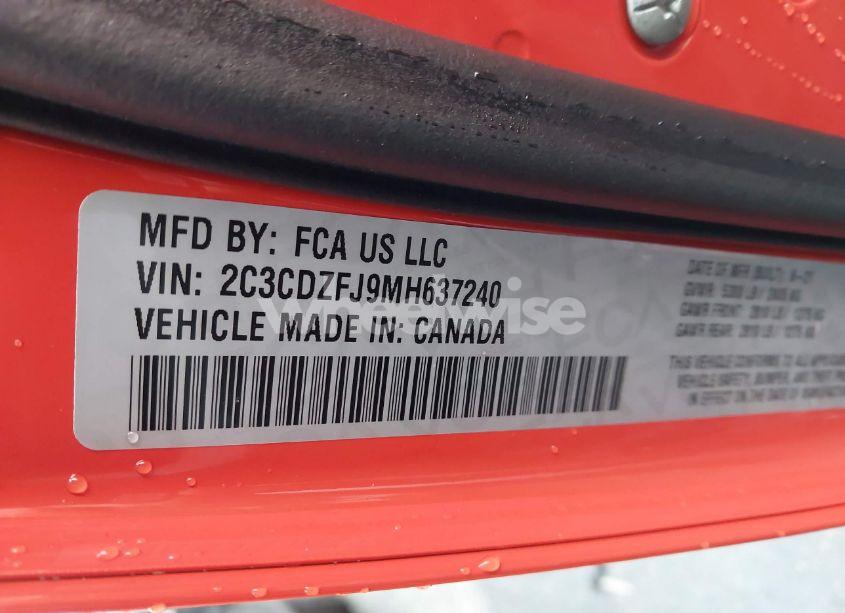 Photo 9 of 2021 Dodge Challenger R/T SCAT PACK WIDEBODY (VIN 2C3CDZFJ9MH637240)