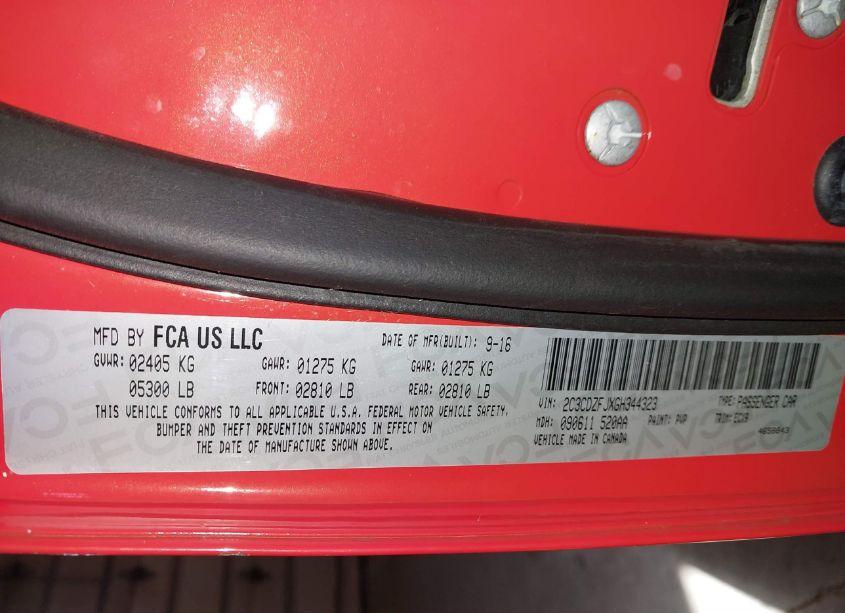 Photo 9 of 2016 Dodge Challenger R/T SCAT PACK (VIN 2C3CDZFJXGH344323)