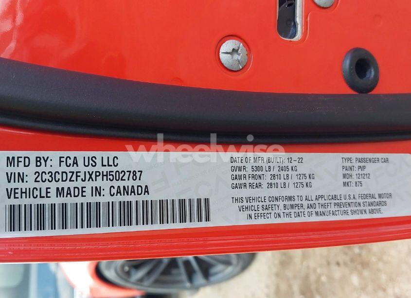 Photo 9 of 2023 Dodge Challenger R/T SCAT PACK WIDEBODY (VIN 2C3CDZFJXPH502787)