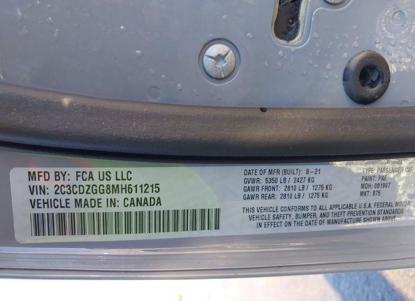 Photo 9 of 2021 Dodge Challenger SXT AWD (VIN 2C3CDZGG8MH611215)