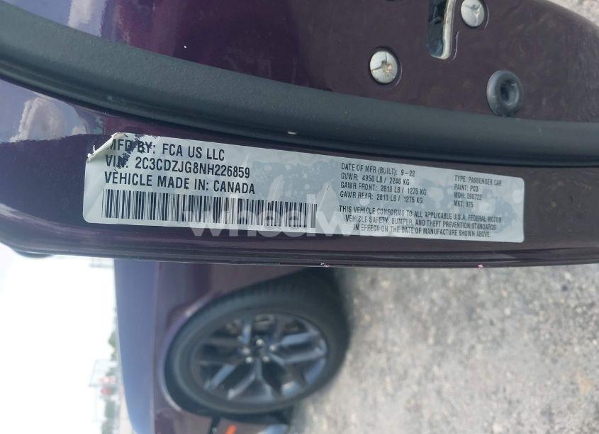 Photo 9 of 2022 Dodge Challenger GT (VIN 2C3CDZJG8NH226859)