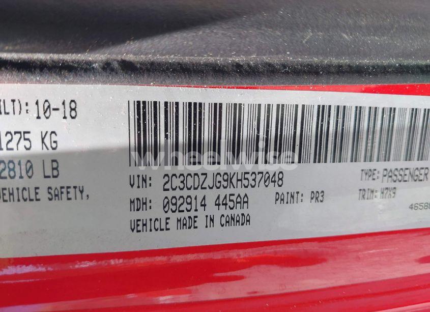 Photo 9 of 2019 Dodge Challenger GT (VIN 2C3CDZJG9KH537048)