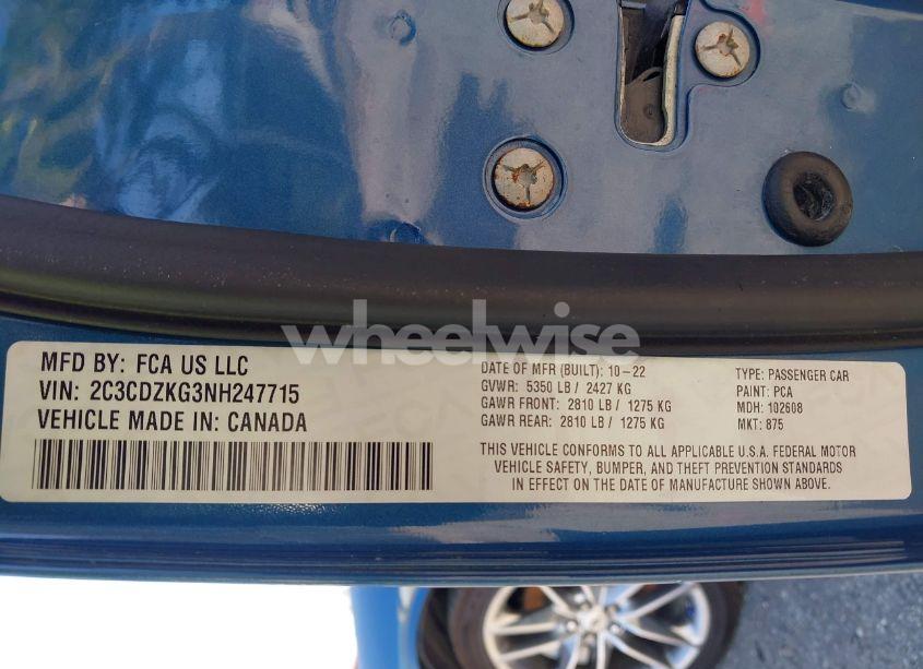 Photo 9 of 2022 Dodge Challenger GT AWD (VIN 2C3CDZKG3NH247715)