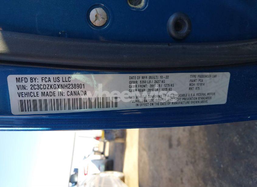 Photo 9 of 2022 Dodge Challenger GT AWD (VIN 2C3CDZKGXNH238901)