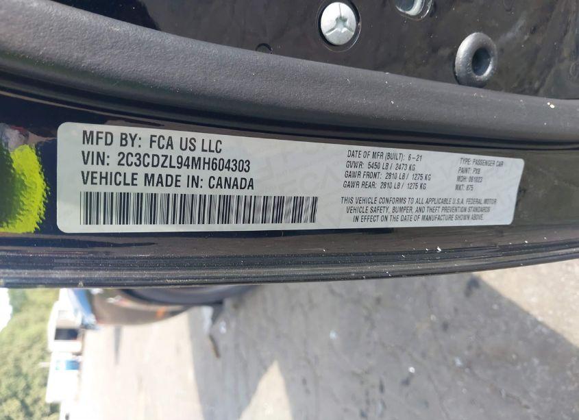 Photo 9 of 2021 Dodge Challenger SRT SUPER STOCK (VIN 2C3CDZL94MH604303)