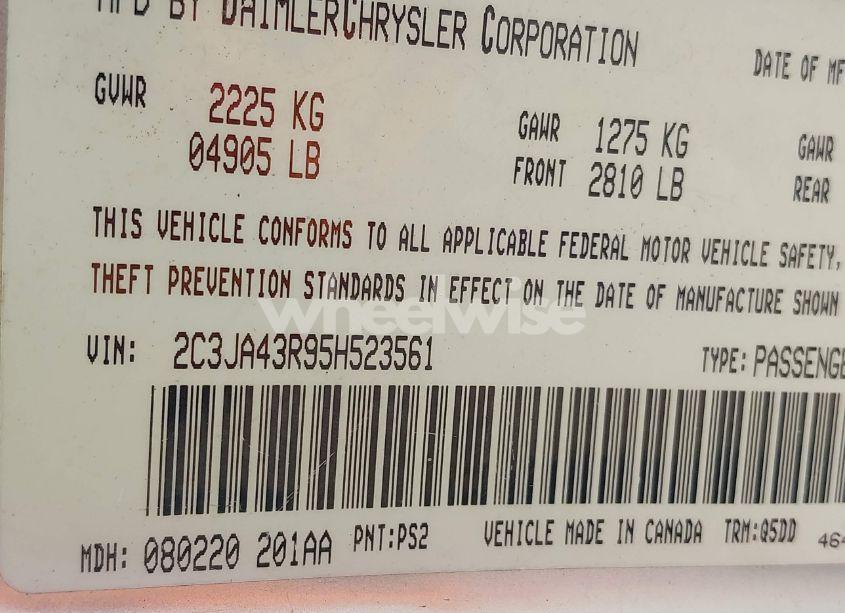 Photo 9 of 2005 Chrysler 300 (VIN 2C3JA43R95H523561)