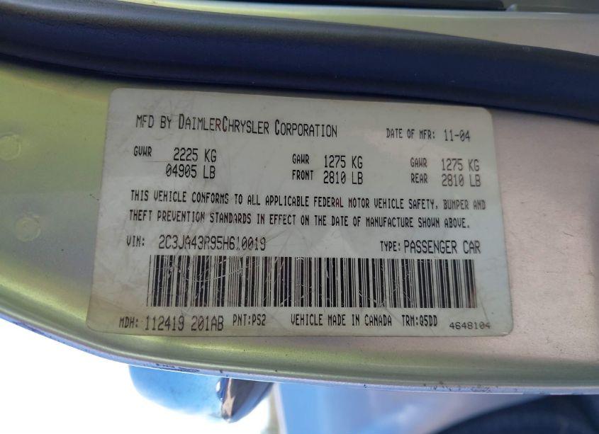 Photo 9 of 2005 Chrysler 300 (VIN 2C3JA43R95H610019)