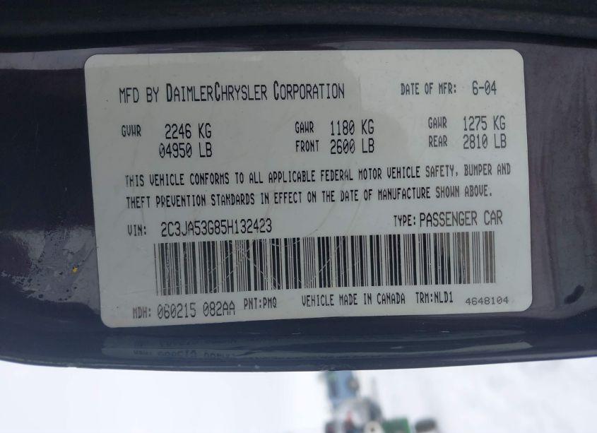 Photo 9 of 2005 Chrysler 300 TOURING (VIN 2C3JA53G85H132423)