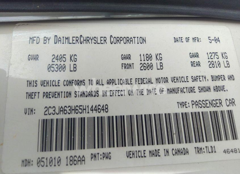 Photo 9 of 2005 Chrysler 300c (VIN 2C3JA63H65H144648)