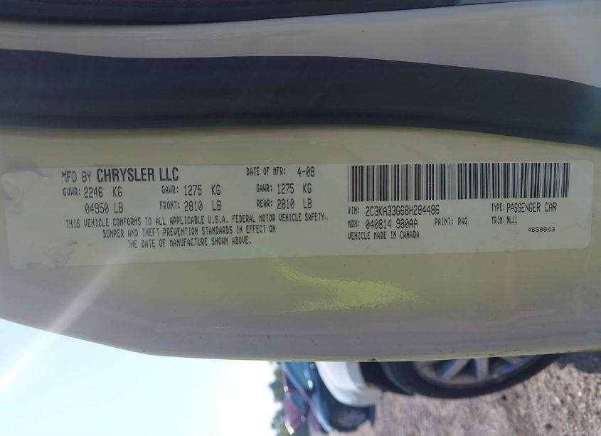 Photo 9 of 2008 Chrysler 300 LIMITED (VIN 2C3KA33G68H284486)