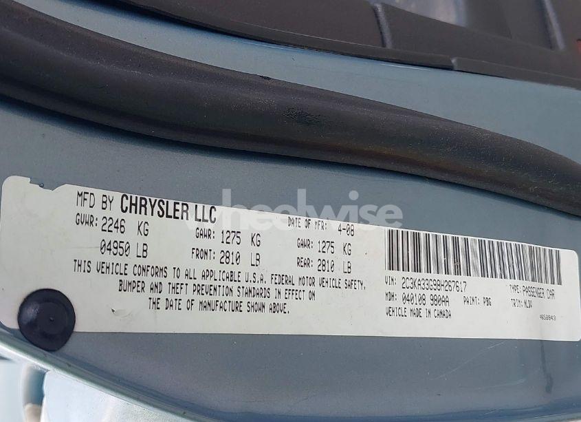 Photo 9 of 2008 Chrysler 300 LIMITED (VIN 2C3KA33G98H267617)